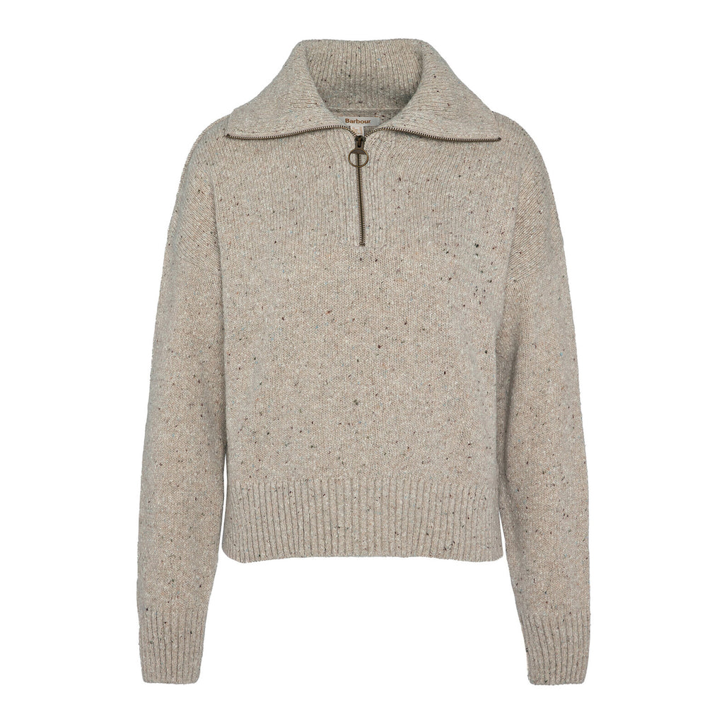 Barbour Ladies Lavensdale Half Zip Knitted Jumper - Oatmeal