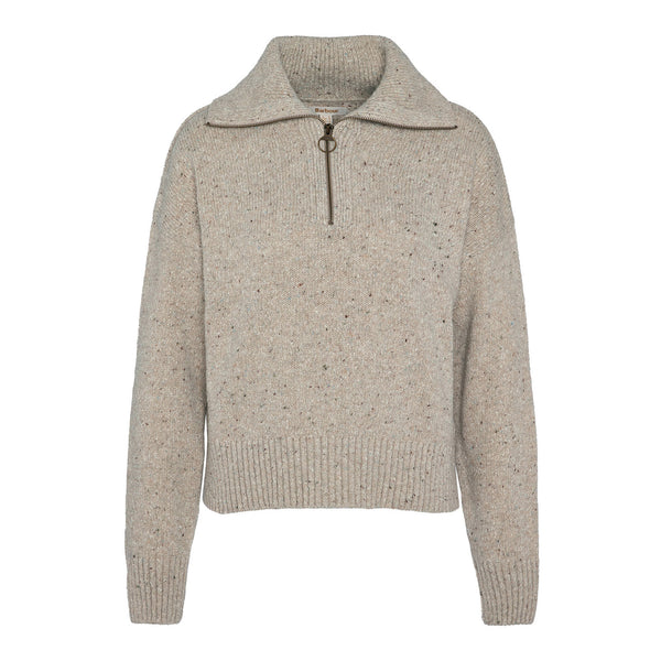 Barbour Ladies Lavensdale Half Zip Knitted Jumper - Oatmeal