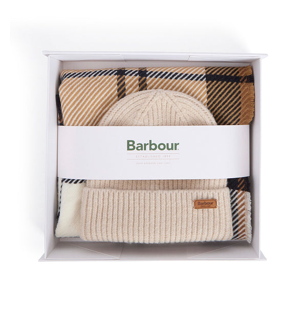 Barbour Pendle Beanie and Blair Scarf Gift Set - Hessian Navy