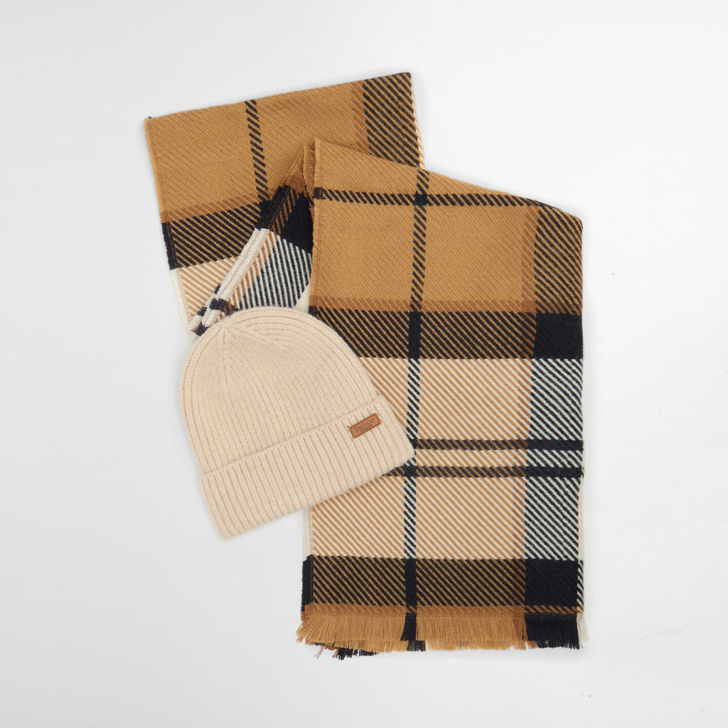 Barbour Pendle Beanie and Blair Scarf Gift Set - Hessian Navy