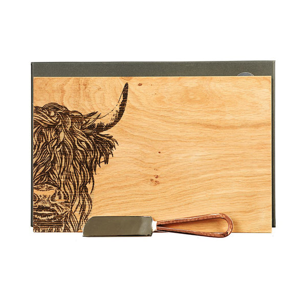 Selbrae House Highland Cow Cheese Set - Oak