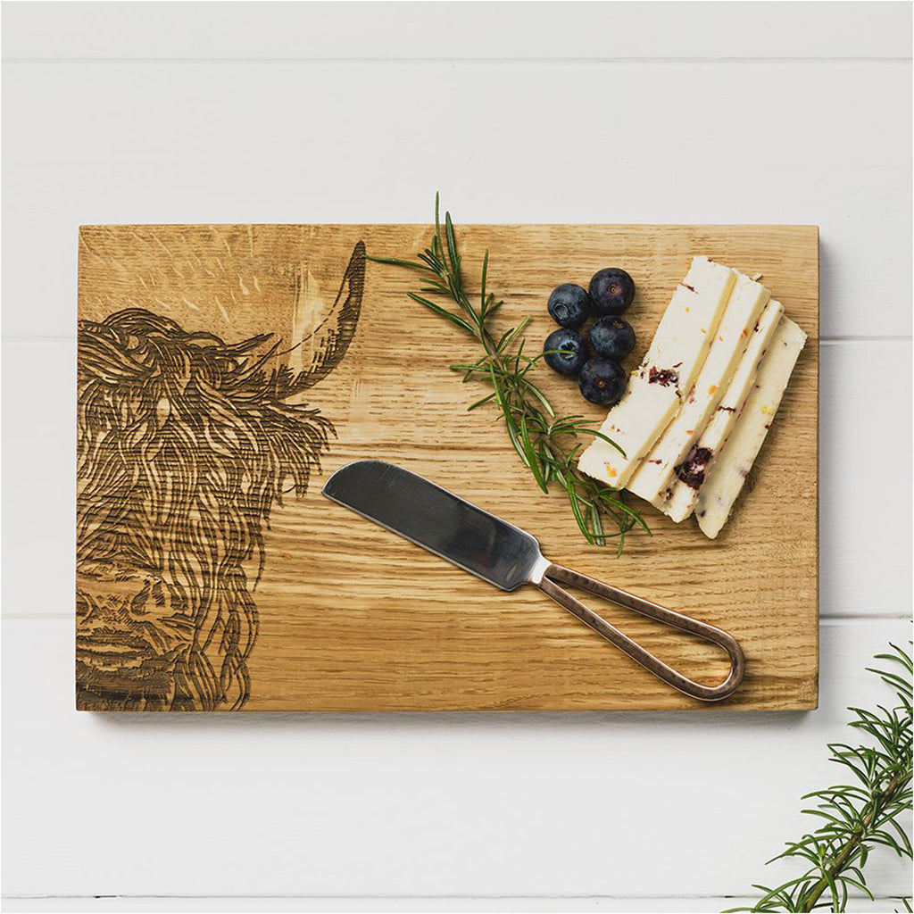 Selbrae House Highland Cow Cheese Set - Oak