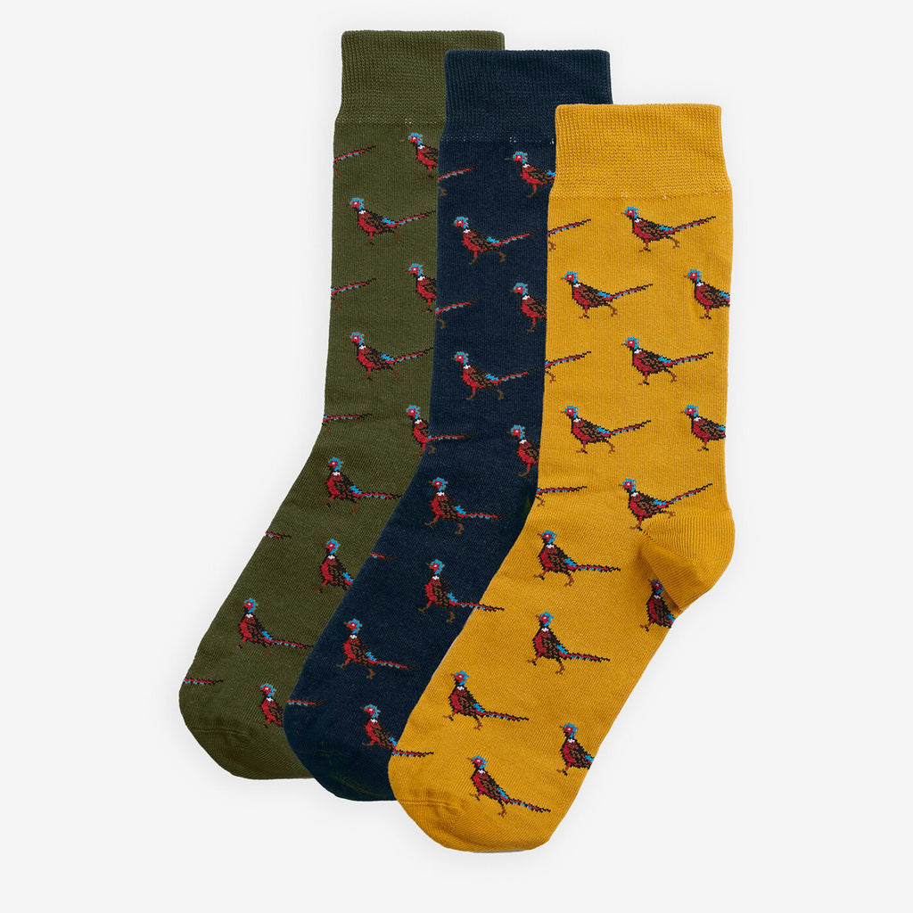 Barbour Mens Pheasant Socks Gift Box - Forest Mist