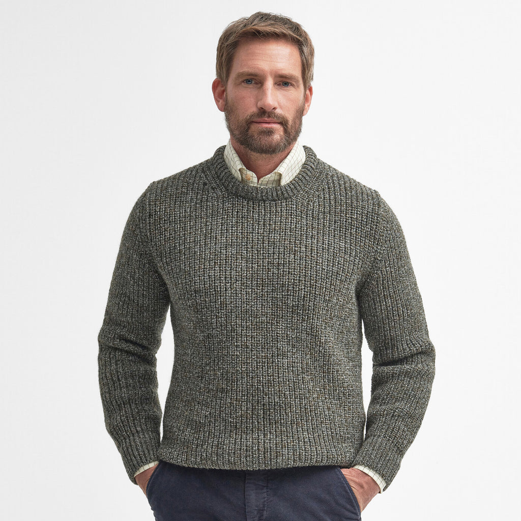 Barbour Mens New Tyne Crew Neck Sweater - Derby Tweed