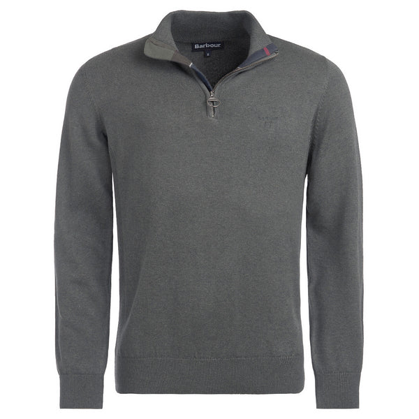 Barbour Mens Cotton 1/2 Zip Knitted Jumper - Olive Marl