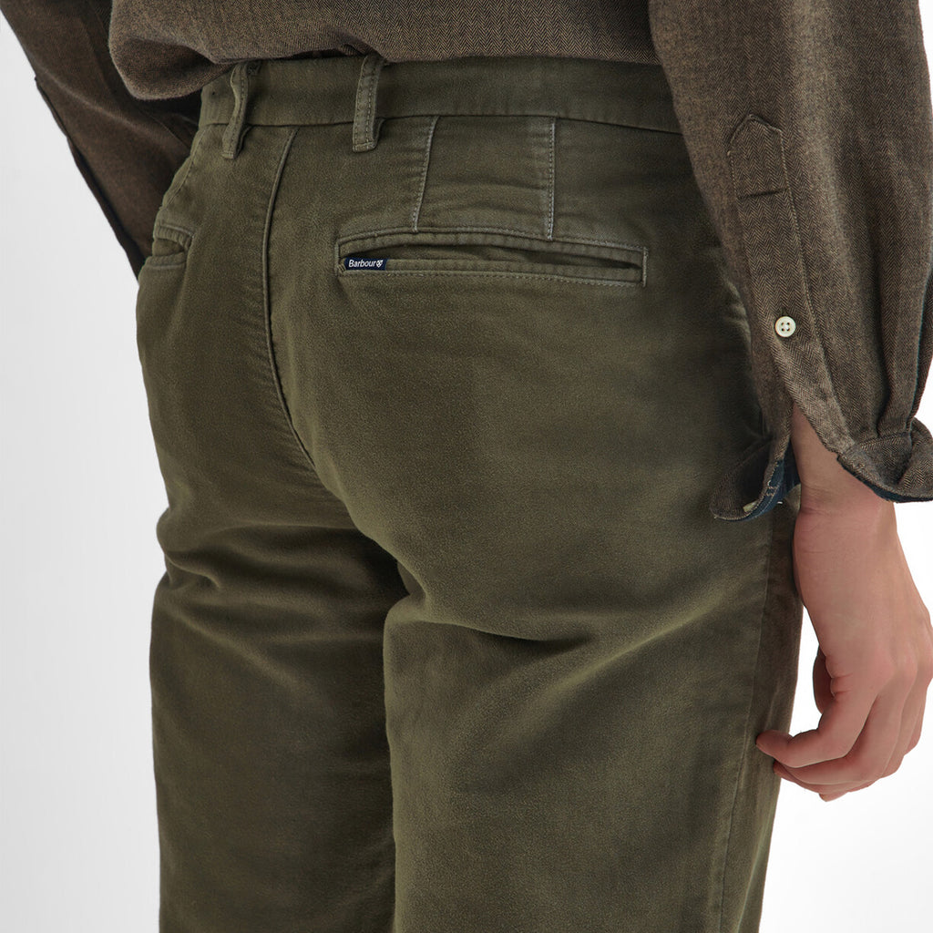 Barbour Mens Moleskin Tailored Fit Trousers - Dark Olive