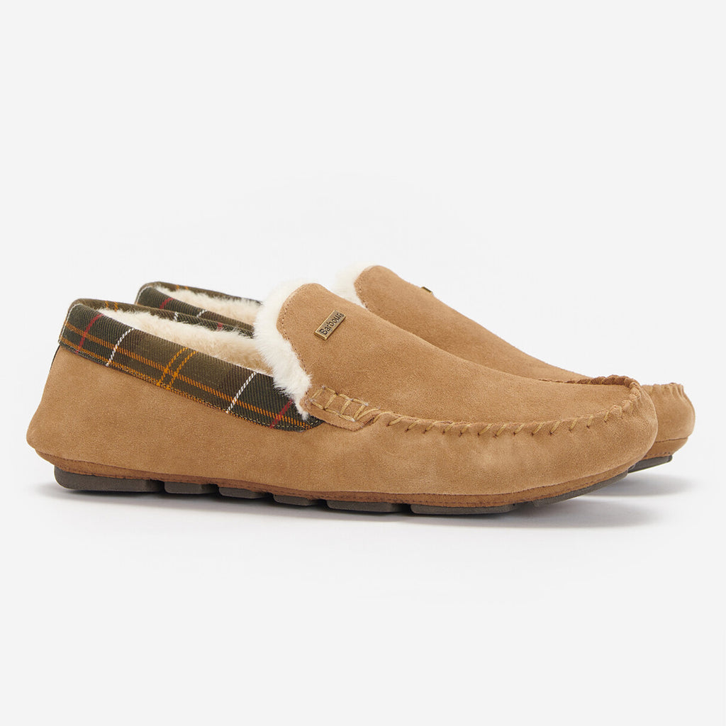 Barbour Mens Monty Moccasin Slipper - Camel Suede