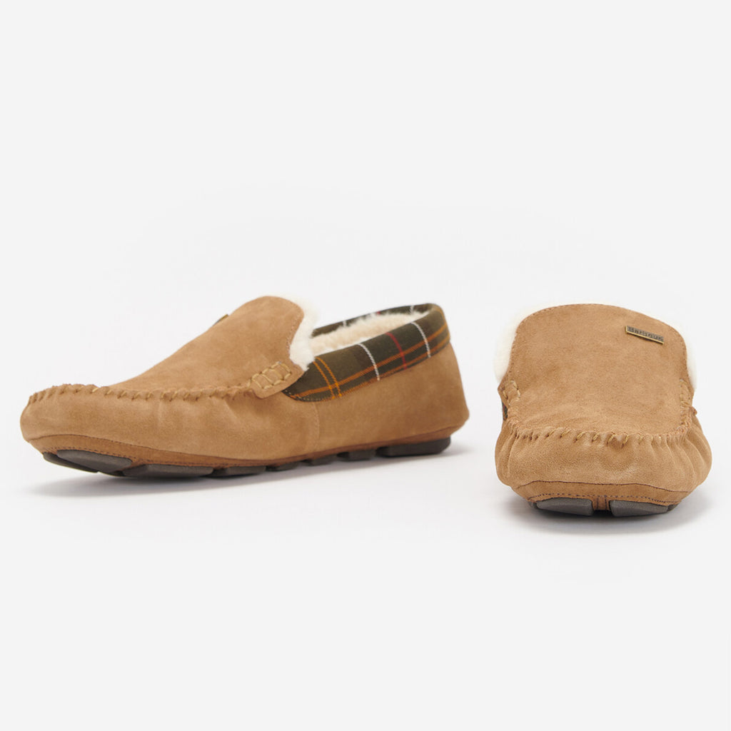 Barbour Mens Monty Moccasin Slipper - Camel Suede