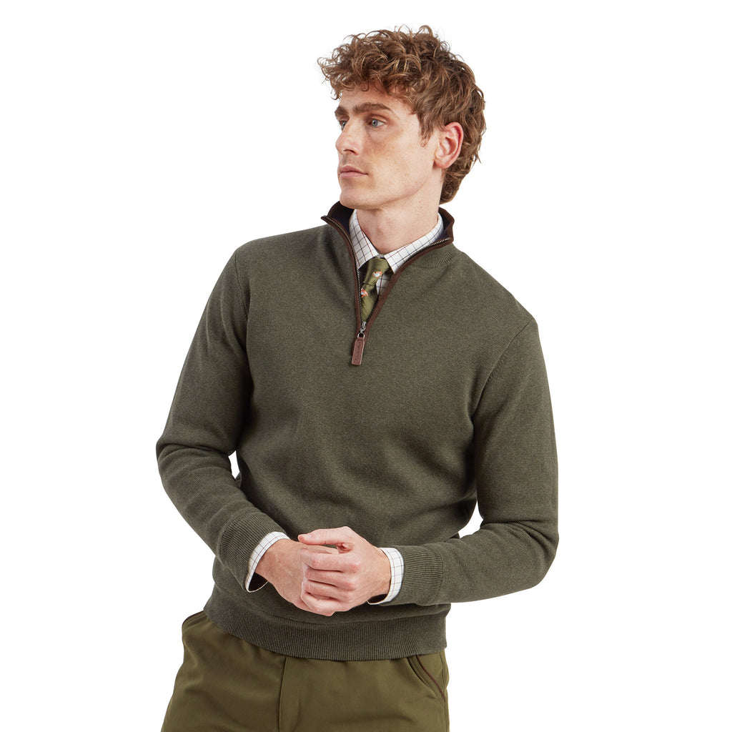 Schoffel Mens Angus Aerobloc Quarter Zip - Woodland