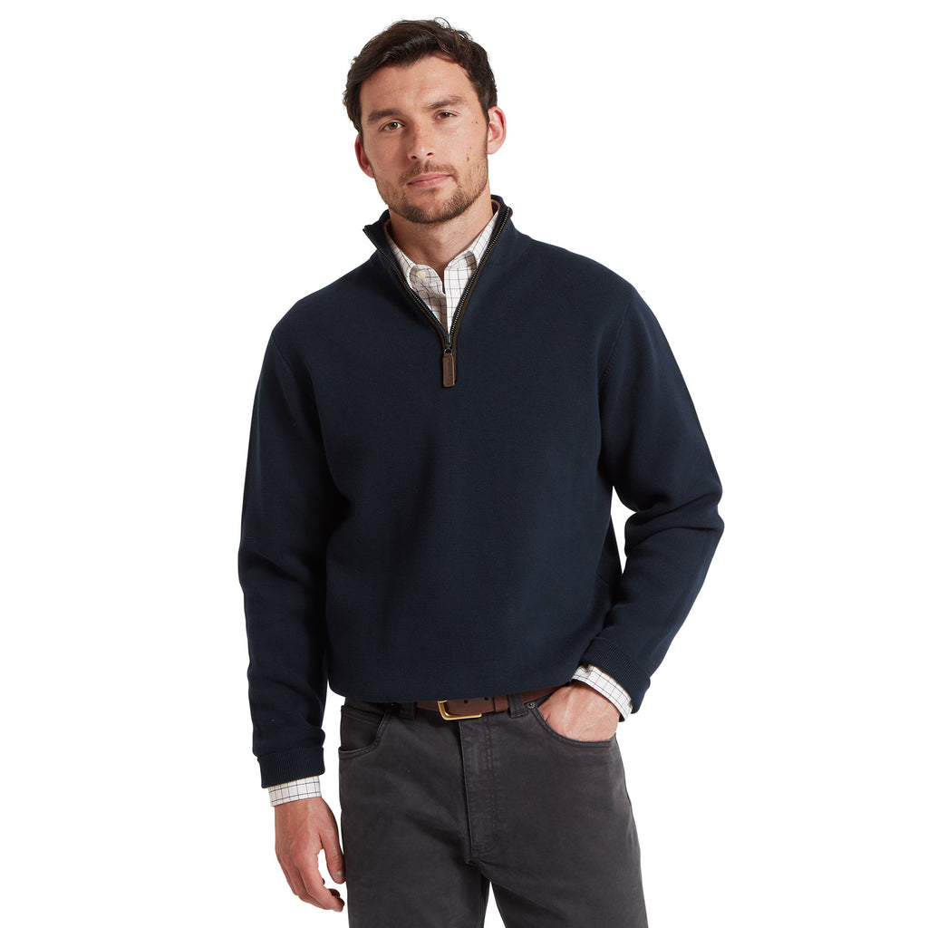 Schoffel Mens Marlow Quarter Zip Jumper - Navy