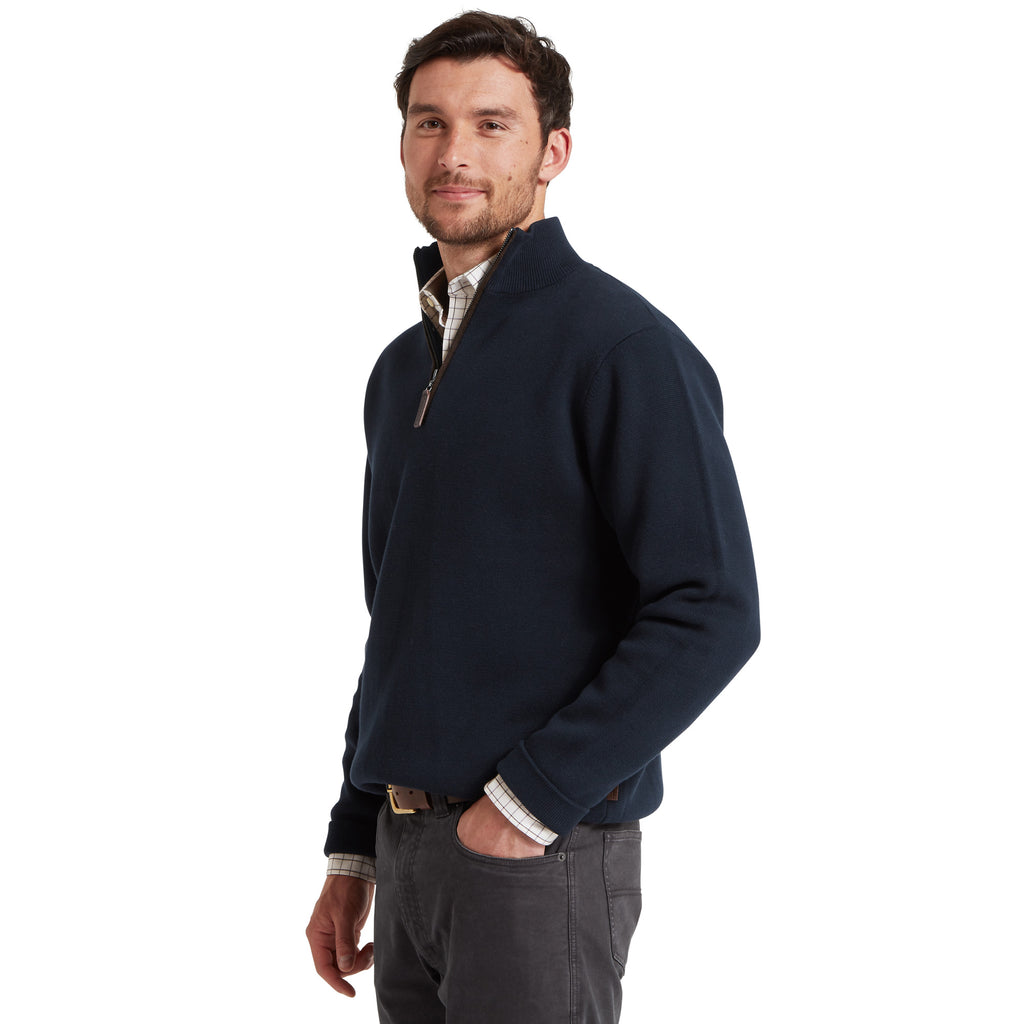 Schoffel Mens Marlow Quarter Zip Jumper - Navy