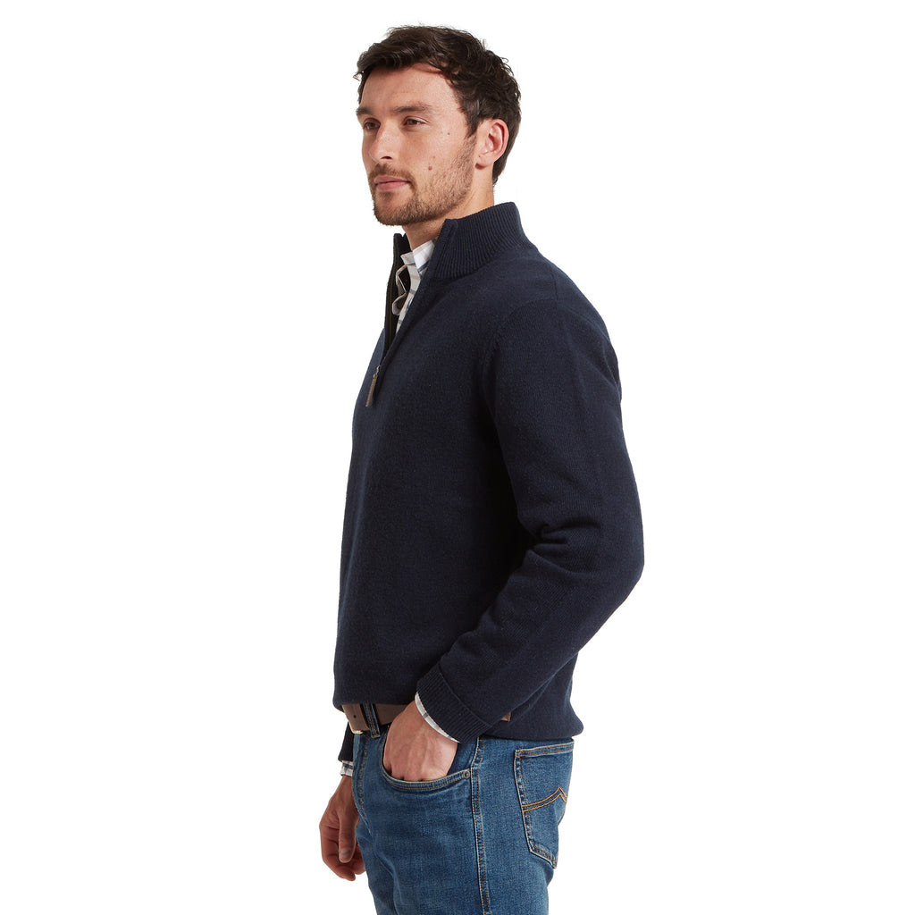 Schoffel Mens Calton Cotton Cashmere 1/4 Zip Jumper - Navy