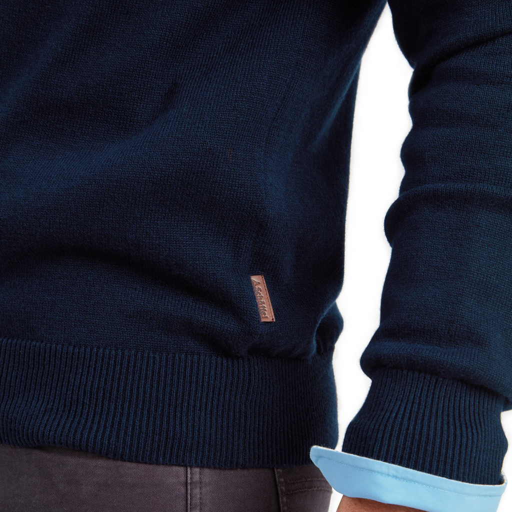 Schoffel Mens Calton Cotton Cashmere 1/4 Zip Jumper - Navy
