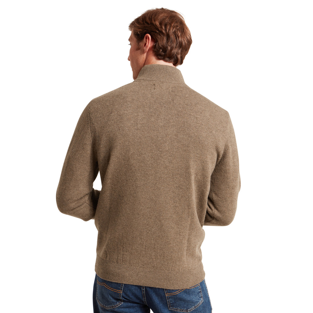 Schoffel Mens Lewis Lambswool 1/4 Zip Jumper - Mushroom