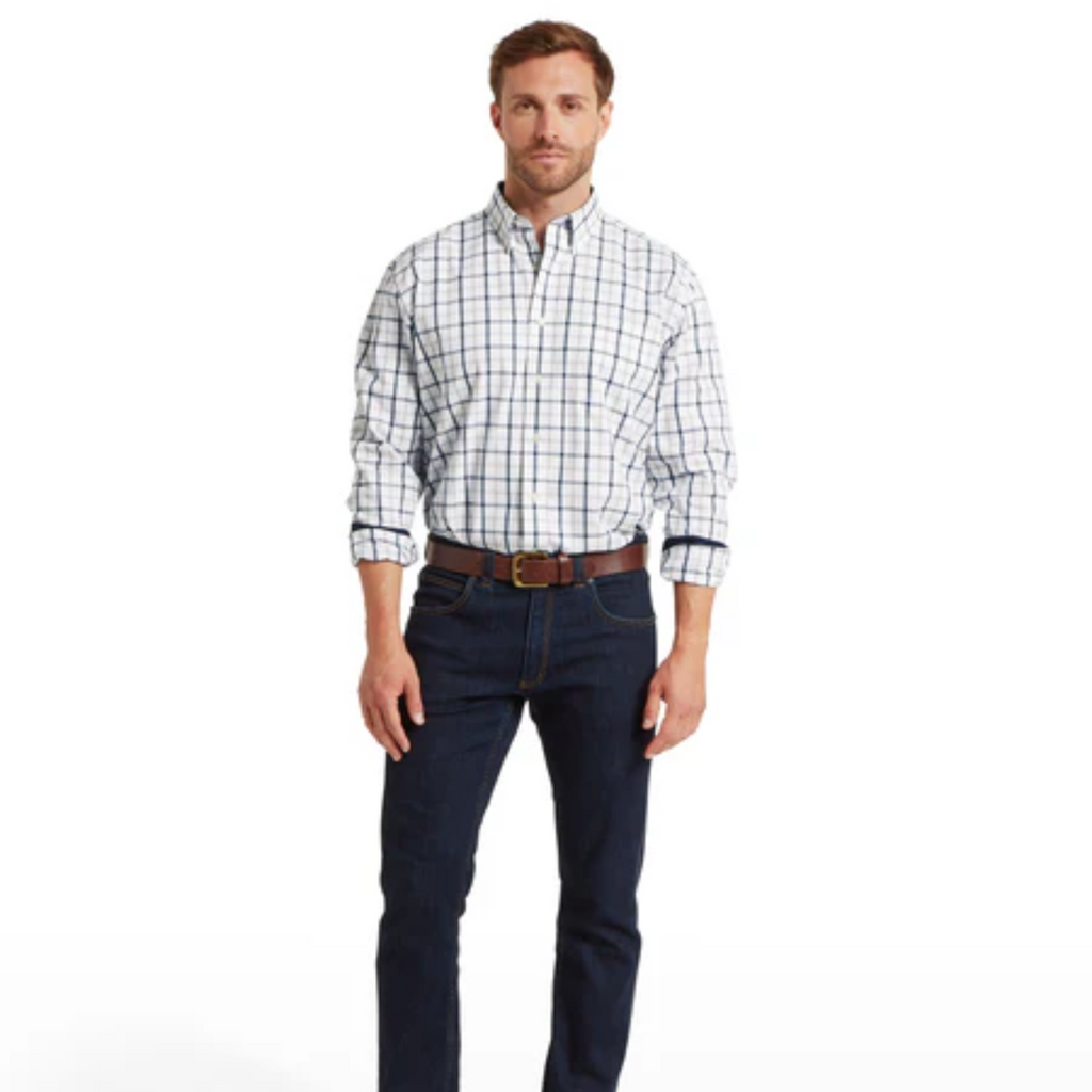 Schoffel Mens Brancaster Classic Shirt - Oxford Navy Check