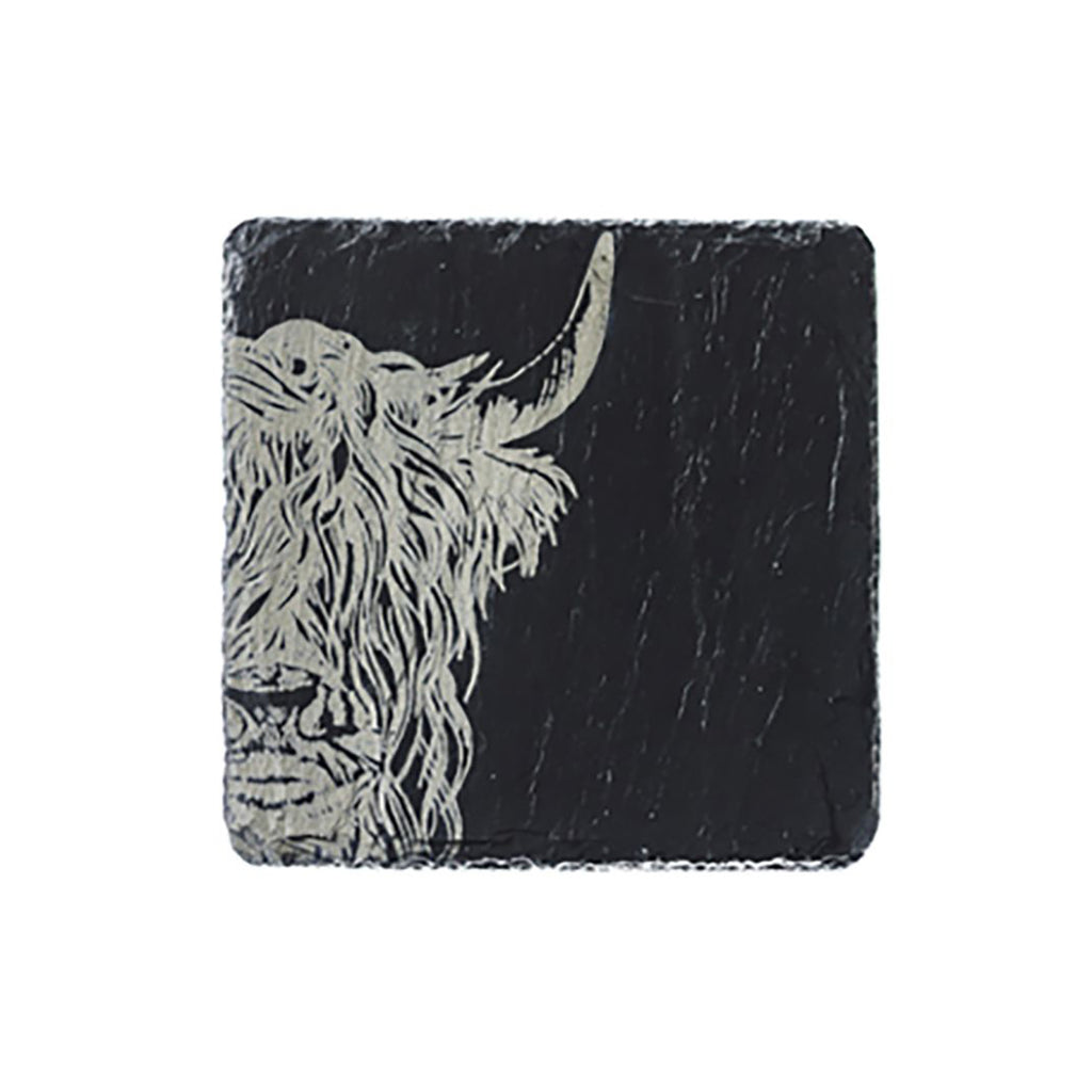 Selbrae House Slate Highland Cow Coasters