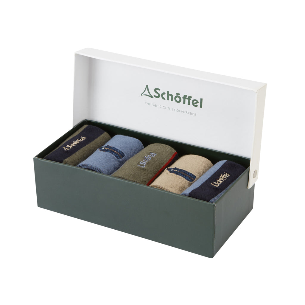 Schoffel Mens Bamboo Sock Box 5 Pack - Oakham Mix