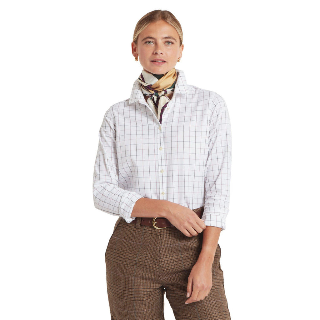 Schoffel Ladies Blakeney Shirt - Dark Mauve Tattersall