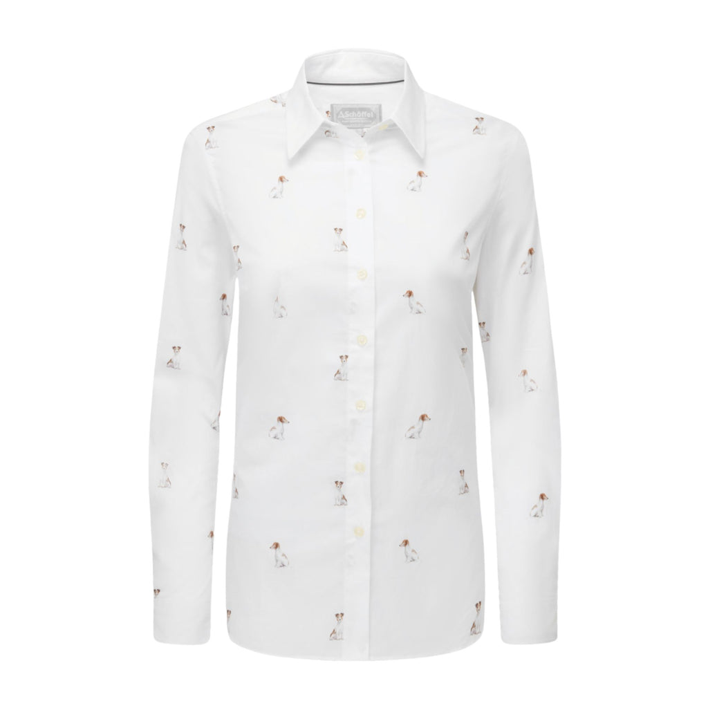 Schoffel Ladies Norfolk Shirt - Jack Russel Print