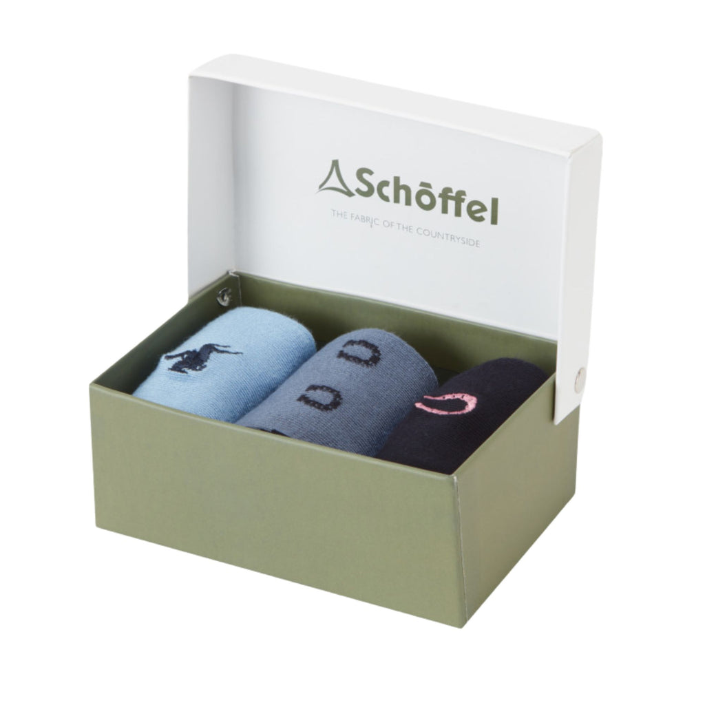 Schoffel Ladies Bamboo Sock Box 3 Pack - Equestrian Mix