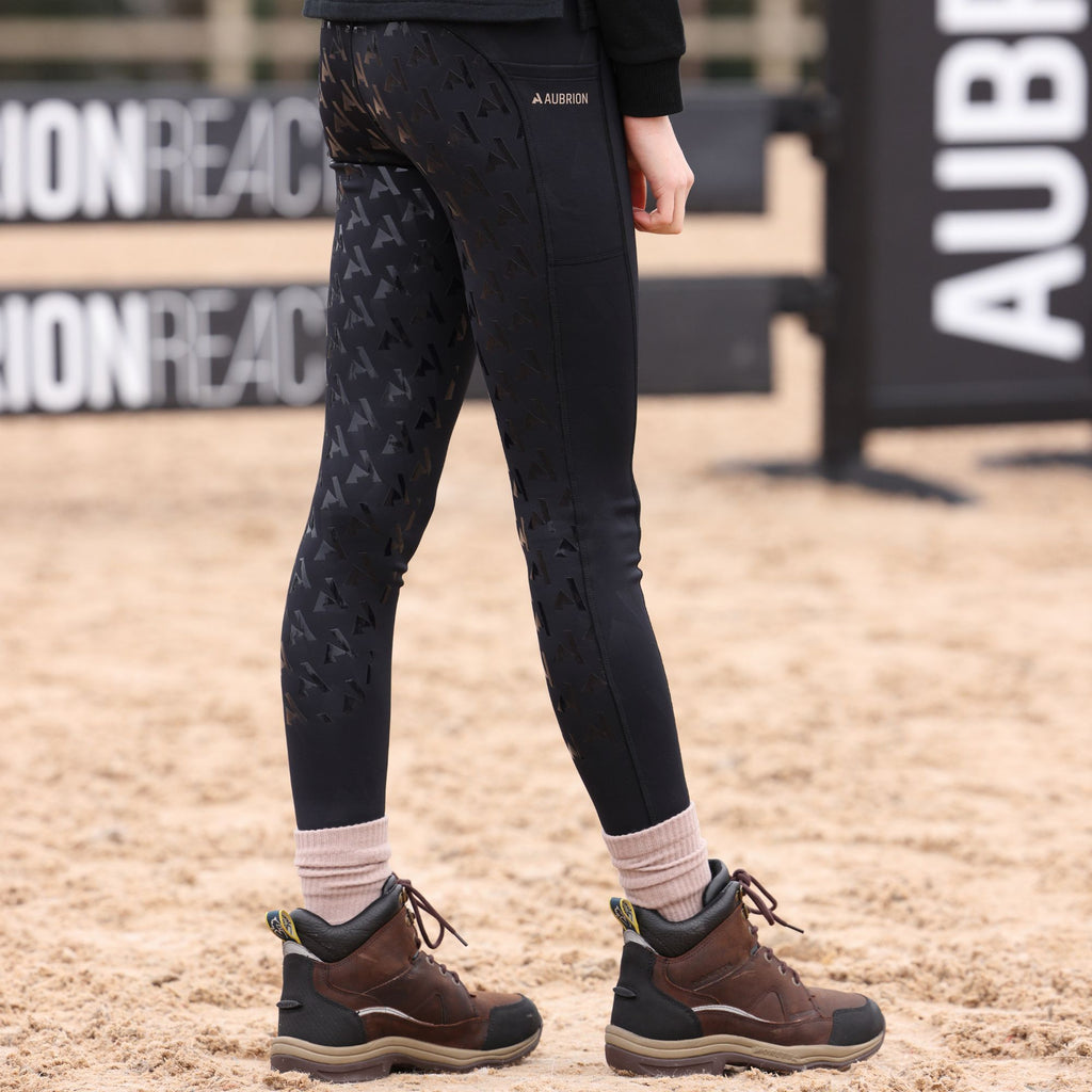 Aubrion Young Rider React Winter Riding Tights - Shadow