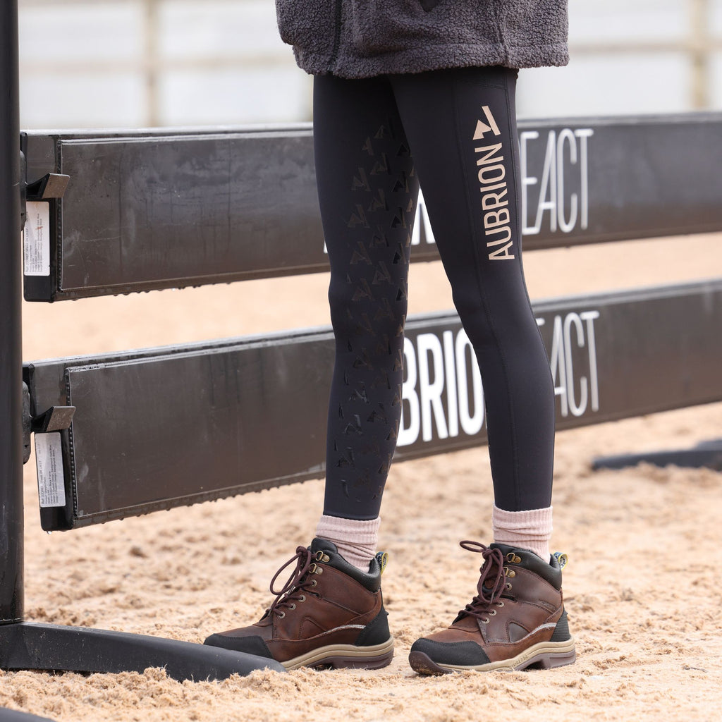Aubrion Young Rider React Non-Stop Riding Tights - Shadow