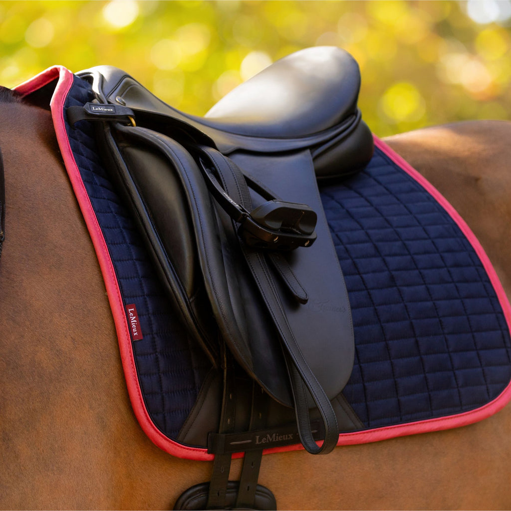 LeMieux Suede Dressage Square - Navy/Cranberry