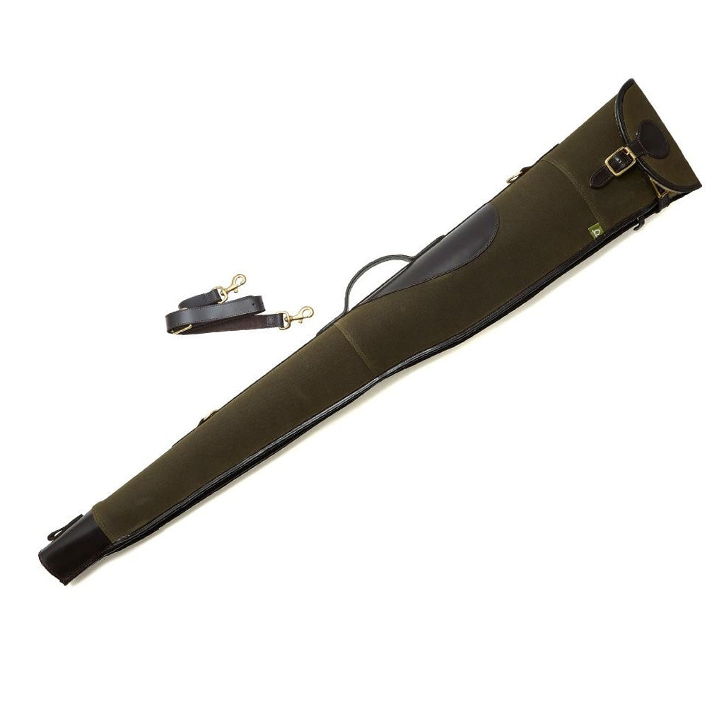 Chatham Pull Up Leather and Waxed Canvas Gun Slip - Green/Dark Brown