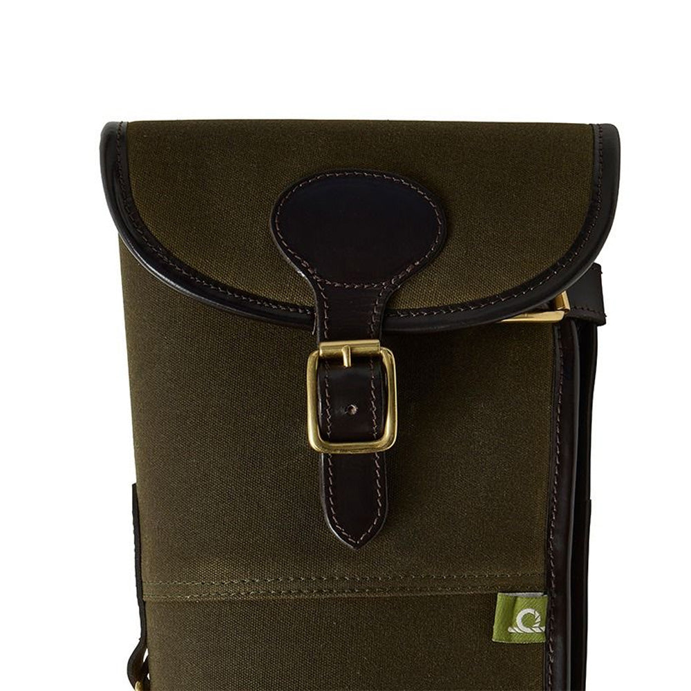 Chatham Pull Up Leather and Waxed Canvas Gun Slip - Green/Dark Brown
