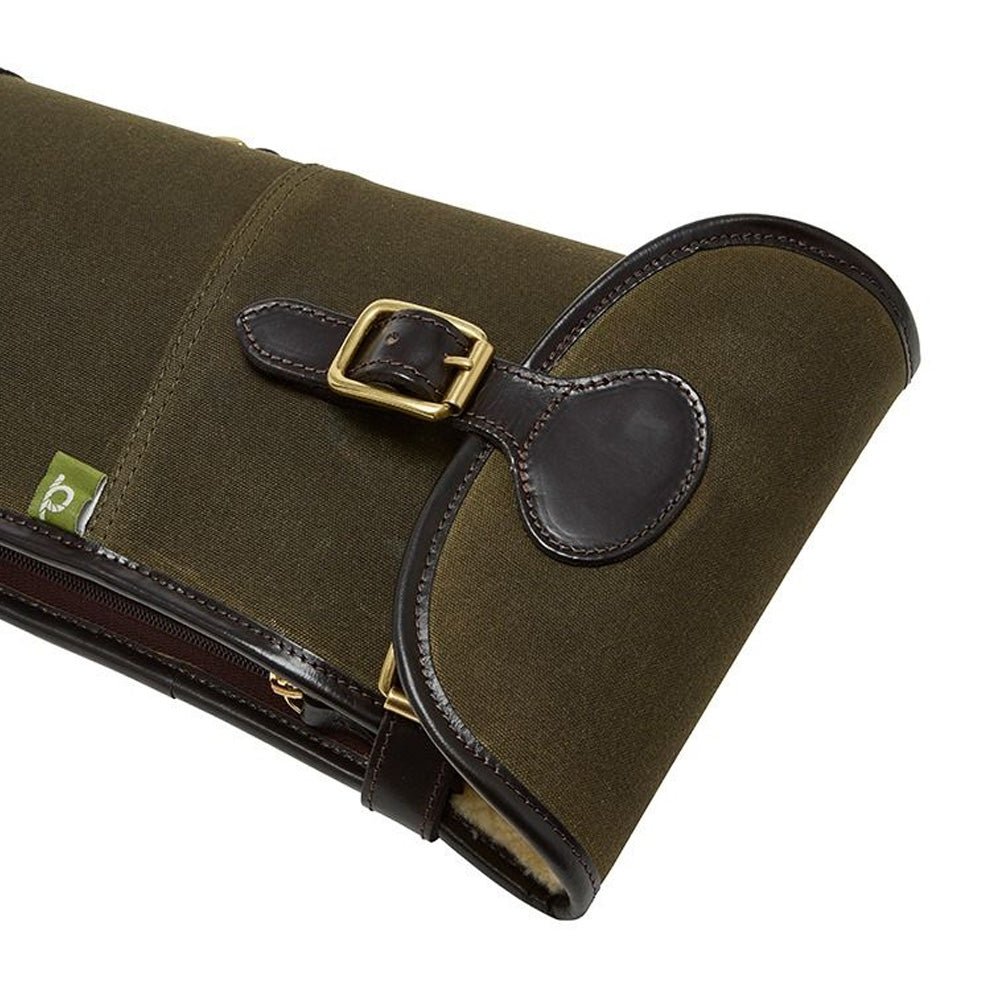 Chatham Pull Up Leather and Waxed Canvas Gun Slip - Green/Dark Brown