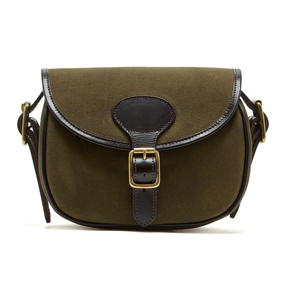 Chatham Leather and Waxed Canvas Cartridge Bag - Green/Dark Brown