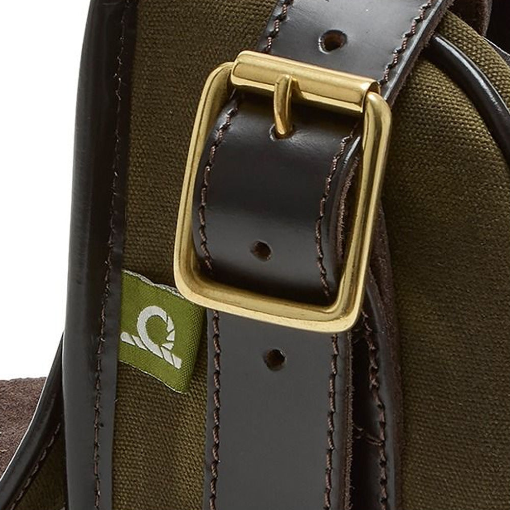 Chatham Leather and Waxed Canvas Cartridge Bag - Green/Dark Brown