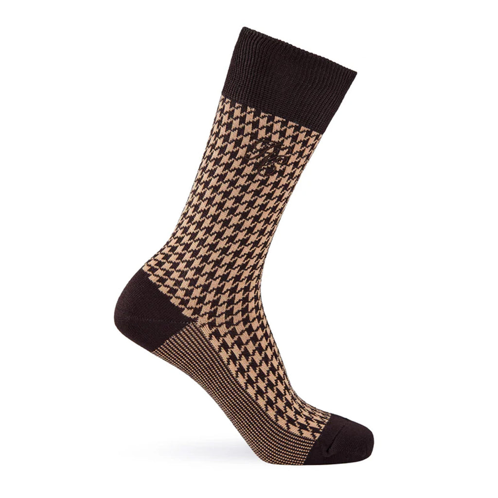Holland Cooper Mens Sock Gift Box - Chocolate Houndstooth Set