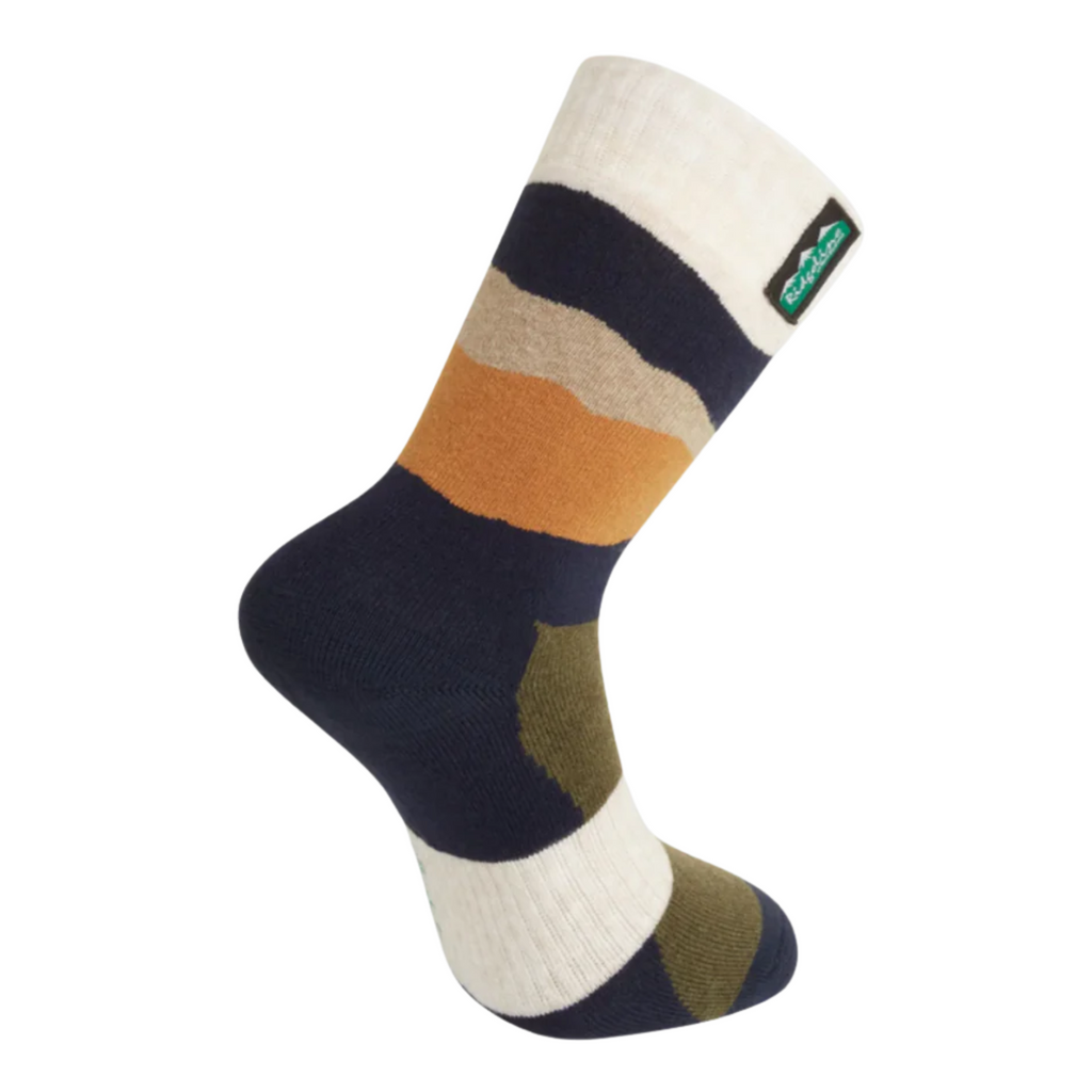 Ridgeline Merino Wool Field Socks Mid Length - Navy Stripes