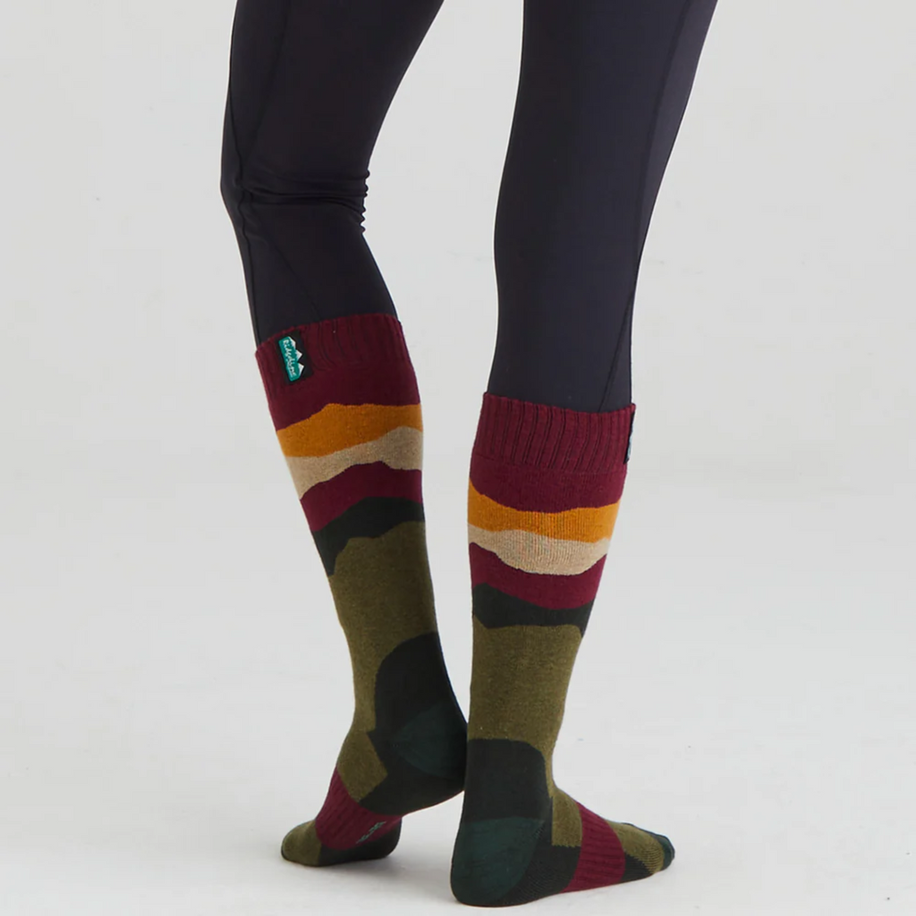 Ridgeline Merino Wool Field Socks Full Length - Berry Stripes