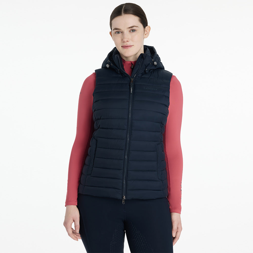 LeMieux Ladies Rose Hooded Puffer Gilet - Navy