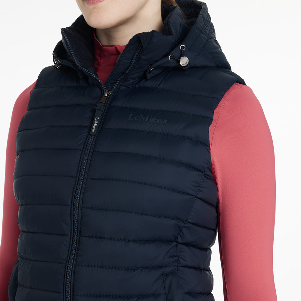 LeMieux Ladies Rose Hooded Puffer Gilet - Navy