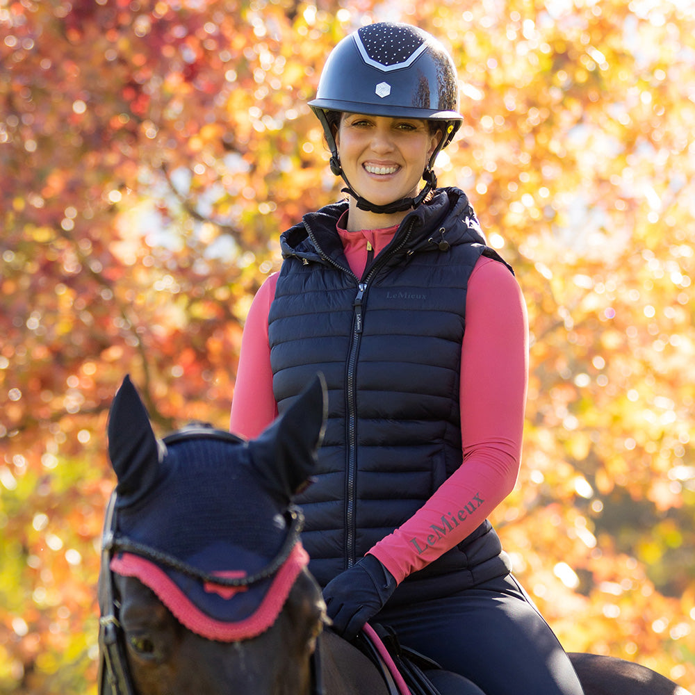 LeMieux Ladies Rose Hooded Puffer Gilet - Navy
