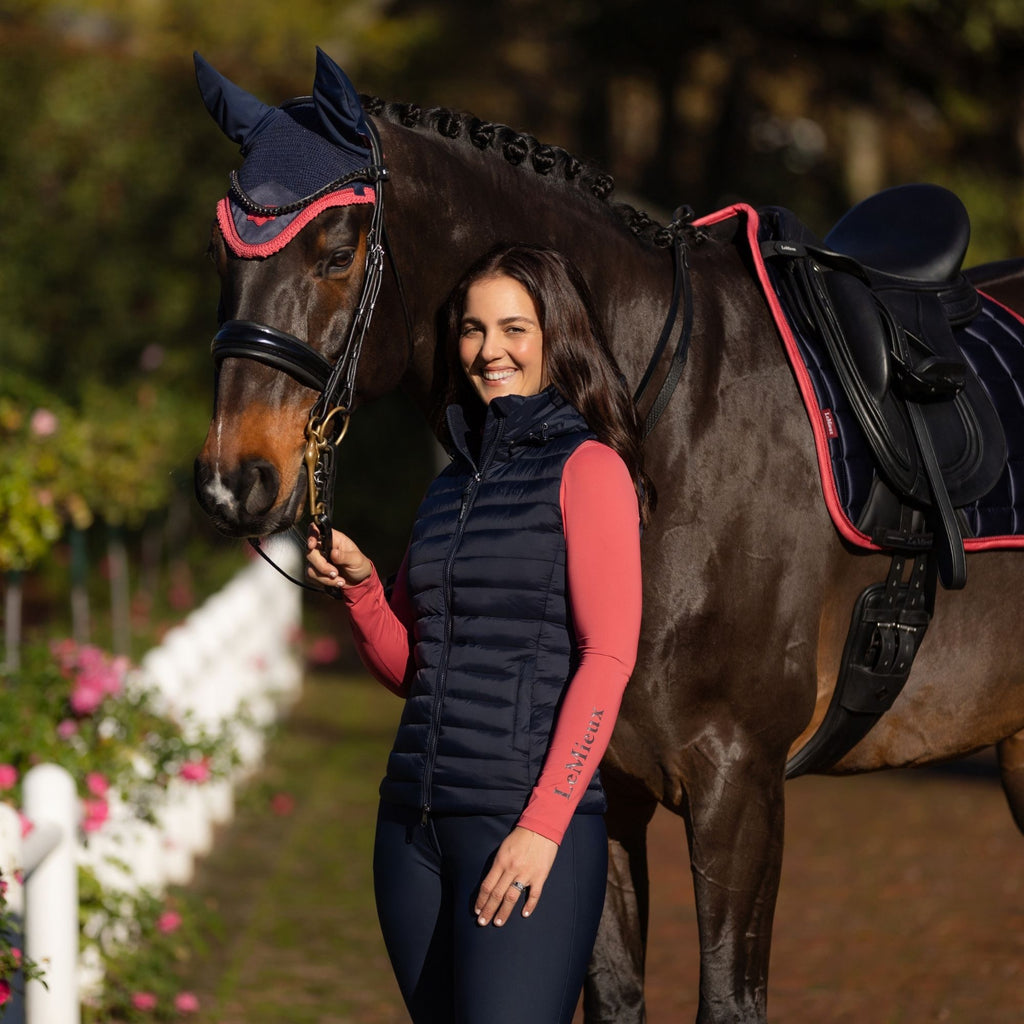 LeMieux Ladies Rose Hooded Puffer Gilet - Navy