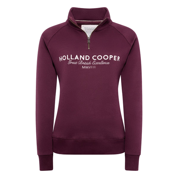 Holland Cooper Ladies Sporting Goods Zip Henley - Mulberry