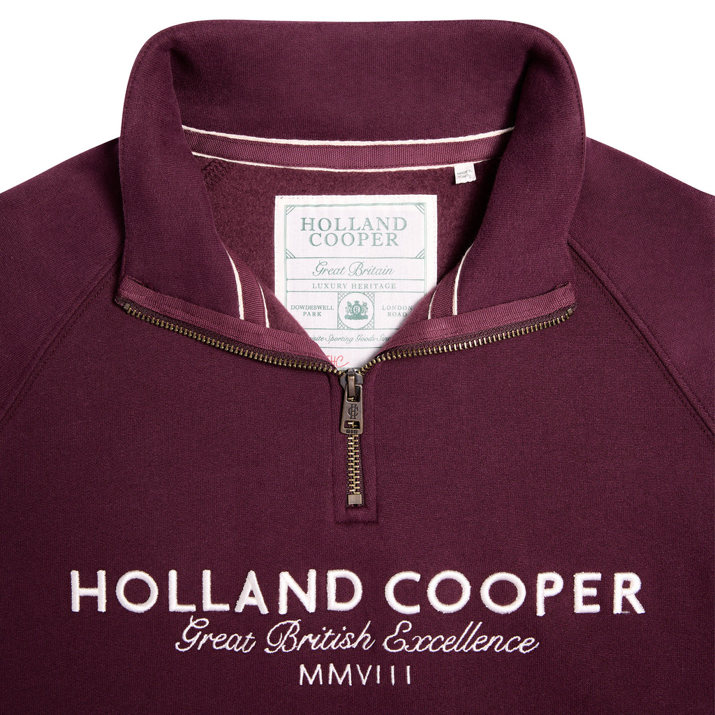 Holland Cooper Ladies Sporting Goods Zip Henley - Mulberry