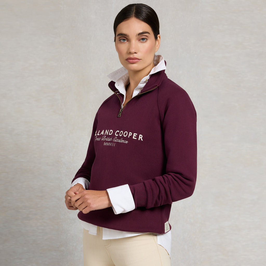 Holland Cooper Ladies Sporting Goods Zip Henley - Mulberry