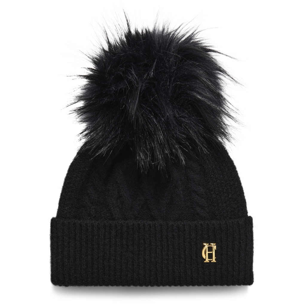 Holland Cooper Sloane Cable Bobble Hat - Black