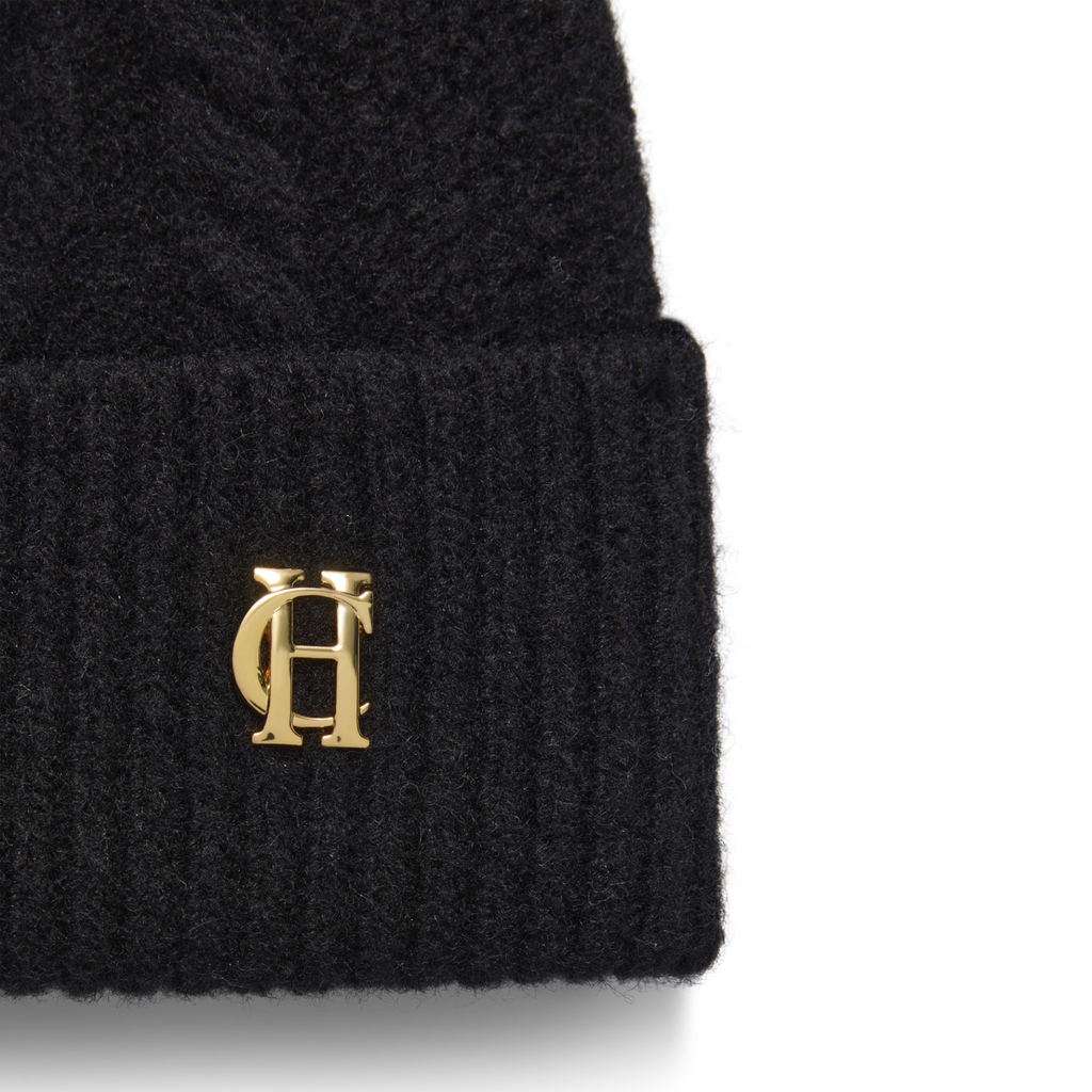 Holland Cooper Sloane Cable Bobble Hat - Black