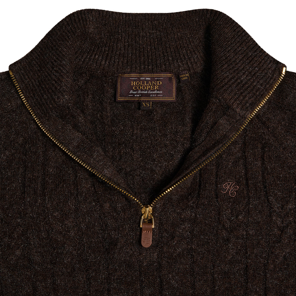 Holland Cooper Bridget Quarter Zip Knit - Chocolate