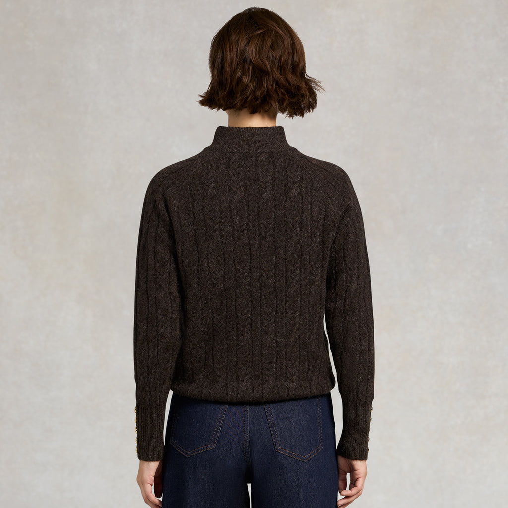 Holland Cooper Bridget Quarter Zip Knit - Chocolate