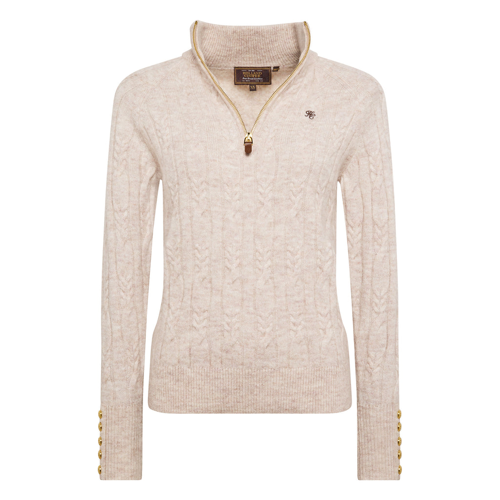 Holland Cooper Bridget Quarter Zip Knit - Barley