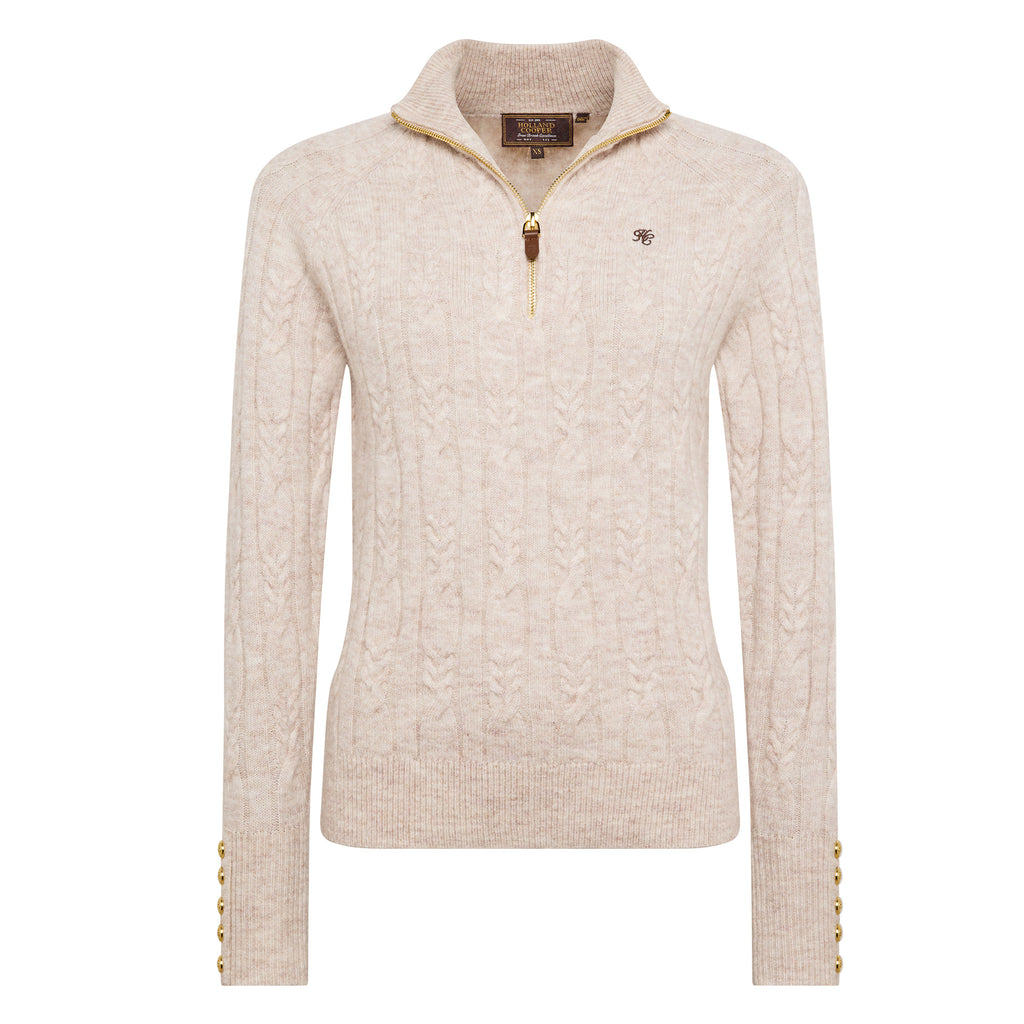 Holland Cooper Bridget Quarter Zip Knit - Barley