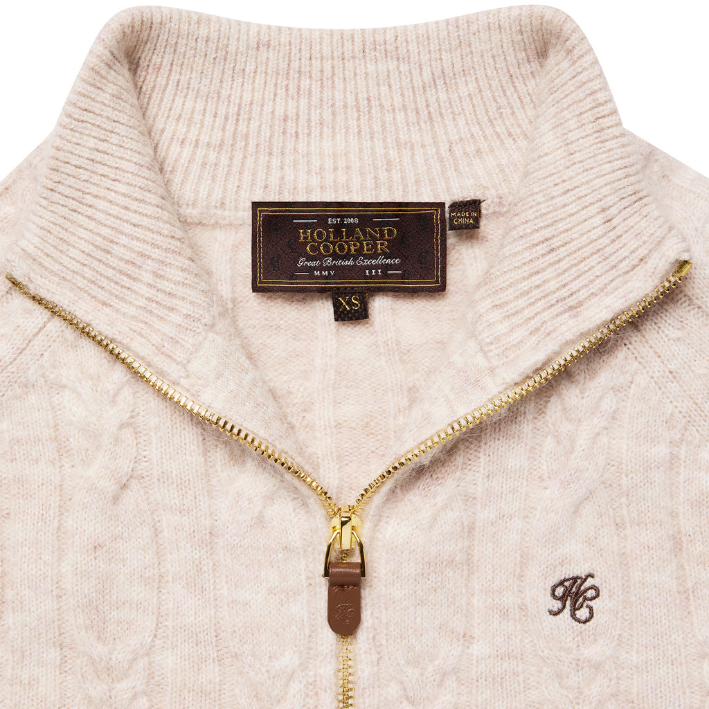 Holland Cooper Bridget Quarter Zip Knit - Barley