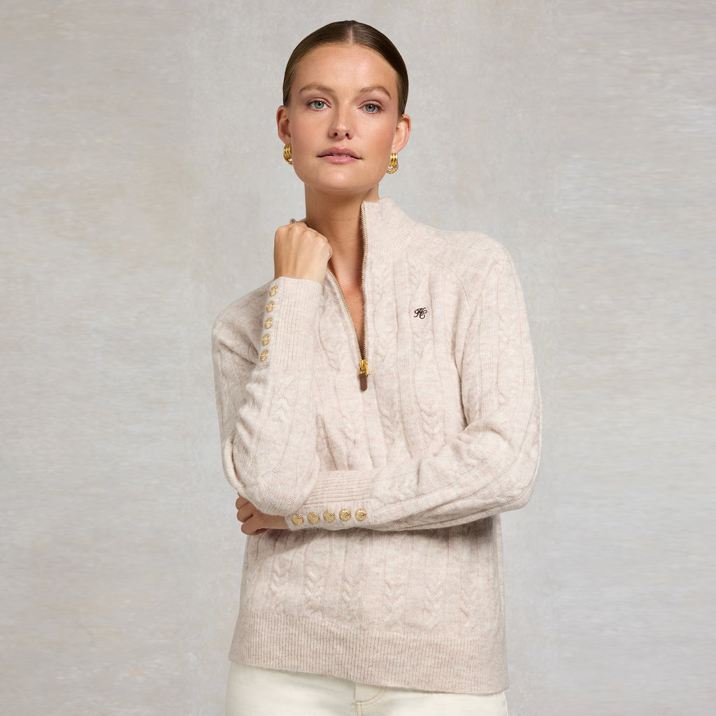 Holland Cooper Bridget Quarter Zip Knit - Barley